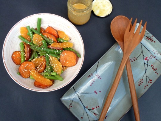 Sweet Potato & Asparagus Salad with Sesame Orange Dressing
