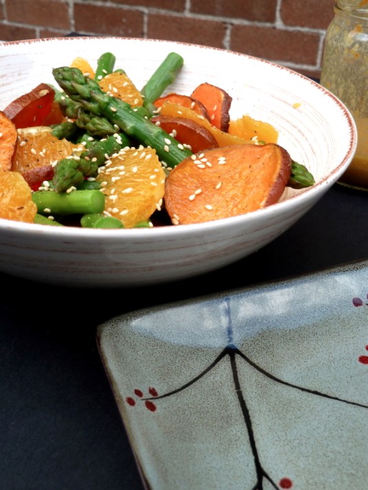 Sweet Potato & Asparagus Salad with Sesame Orange Dressing