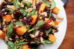 Spinach, Pumpkin, Pine Nut, Cannellini Bean Salad with Caramelised Red Onions.