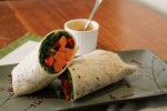 Warm Roast Vegetable Hummus Wraps