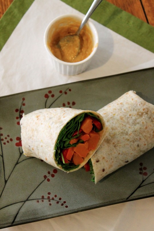 Warm Roast Vegetable Hummus Wraps