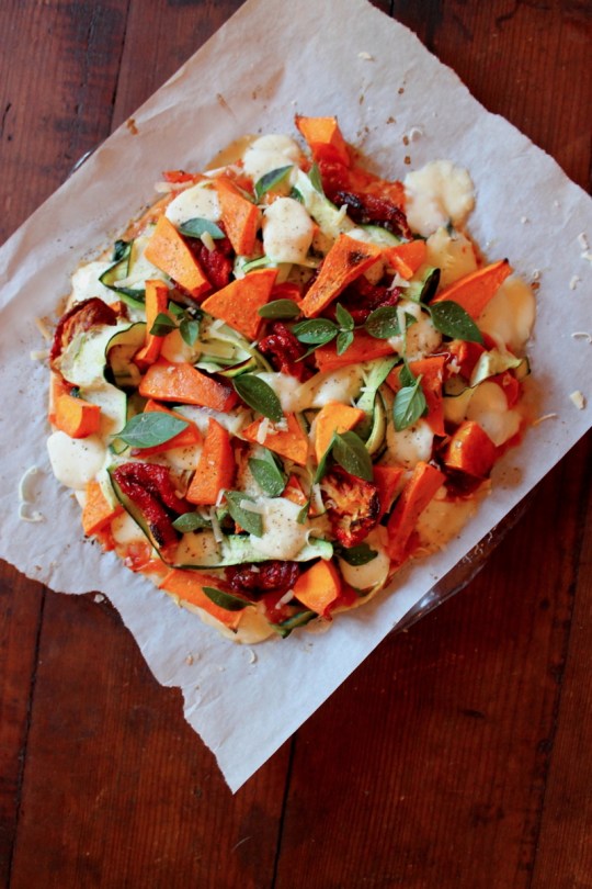 Pumpkin, Zucchini, Sundried Tomato, Spinach, Ricotta & Bocconcini Pizza